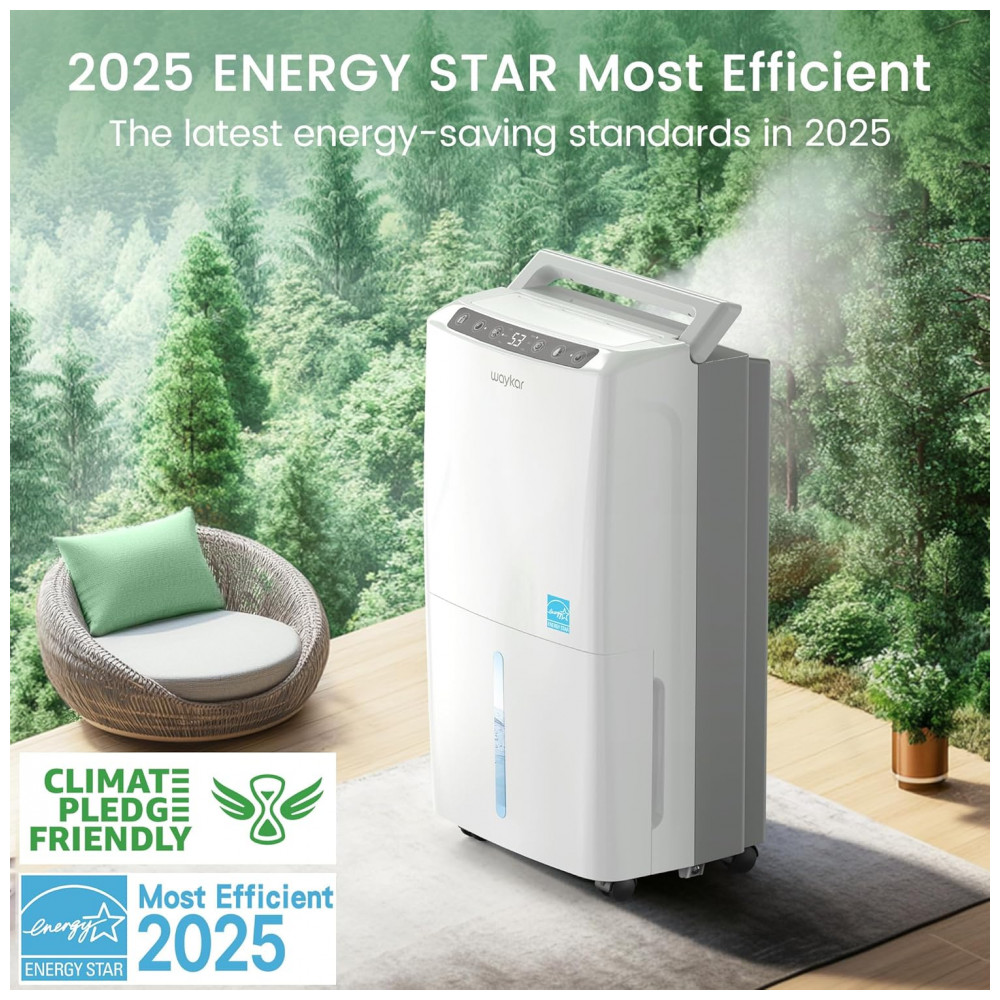 Waykar 16 litros 2025 Desumidificador de Energia Mais Eficiente Energy Star para até 204,4 m2 para Casa e porão com Drenagem Automática - Imagem 4