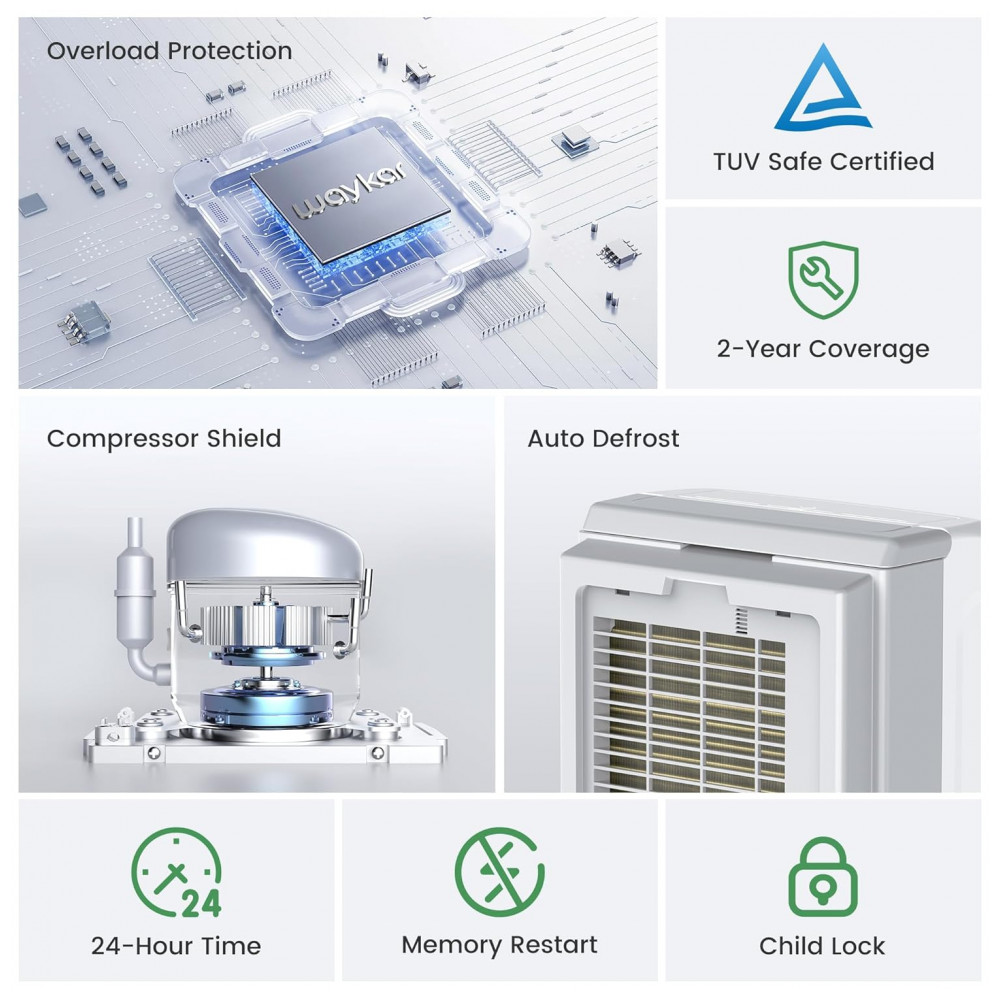 Waykar 16 litros 2025 Desumidificador de Energia Mais Eficiente Energy Star para até 204,4 m2 para Casa e porão com Drenagem Automática - Imagem 8