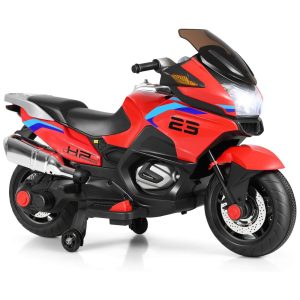 Costzon Moto Elétrica Infantil 12V Recarregável com Música e Luzes até 6 km h Vermelha 3