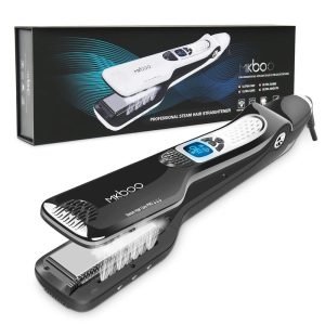 Chapinha Prancha de Cabelo Profissional com 5 Níveis de Temperatura Ajustável e Tela LCD Bivolt  MKBOO Preto