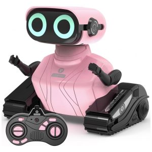 Robô Interativo com Controle Remoto Olhos LED que Brilham Música e Dança 3 Anos GILOBABY Rosa