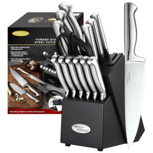 Conjunto de Facas Amêndoa 14 Peças Aço Inoxidável MARCO ALMOND KYA28 Prateado