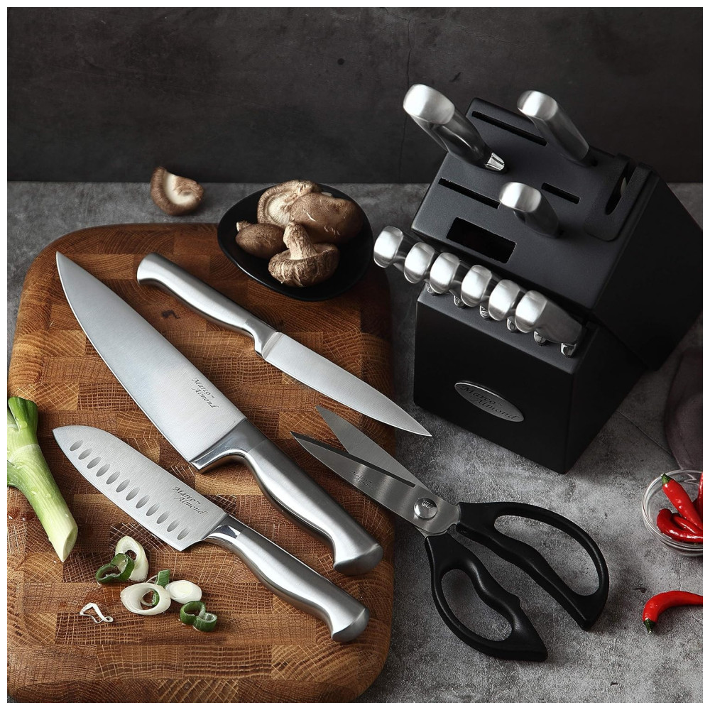 Conjunto de Facas Amêndoa 14 Peças Aço Inoxidável MARCO ALMOND KYA28 Prateado - Imagem 3