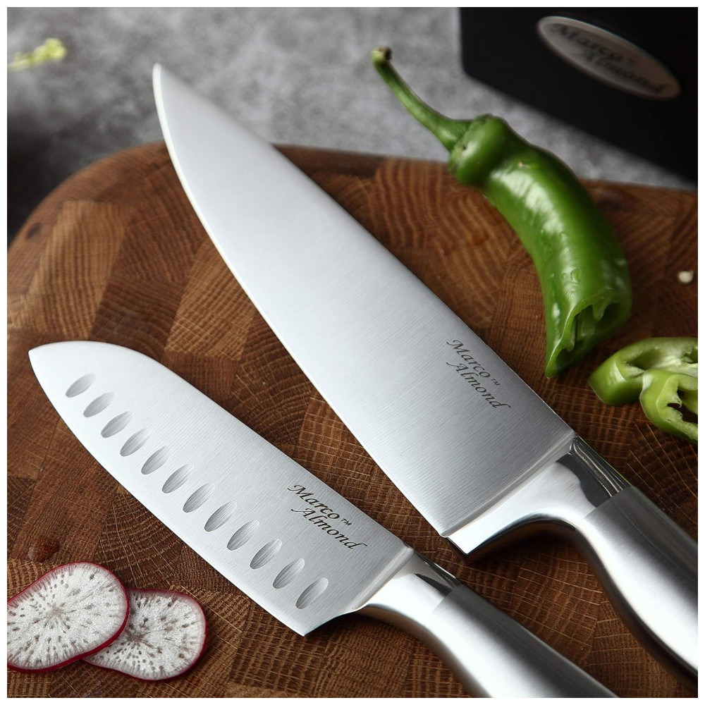 Conjunto de Facas Amêndoa 14 Peças Aço Inoxidável MARCO ALMOND KYA28 Prateado - Imagem 4