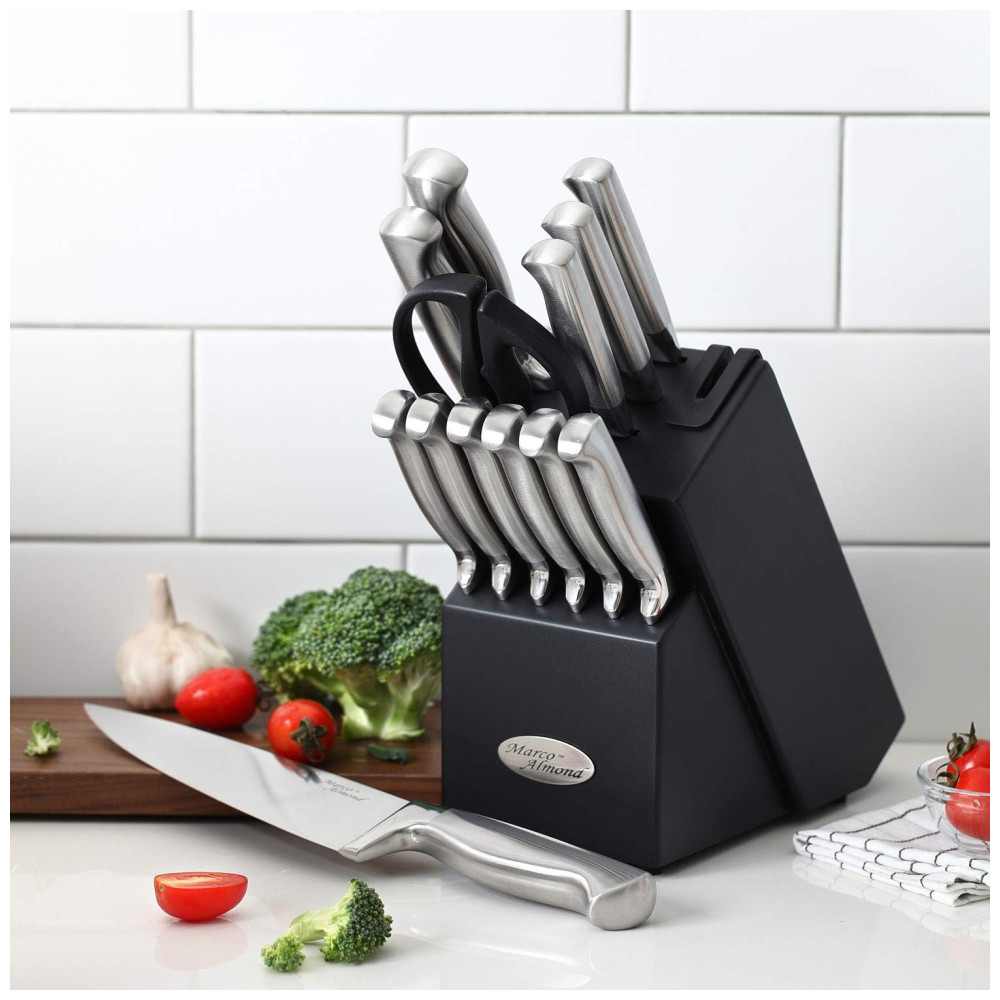 Conjunto de Facas Amêndoa 14 Peças Aço Inoxidável MARCO ALMOND KYA28 Prateado - Imagem 8