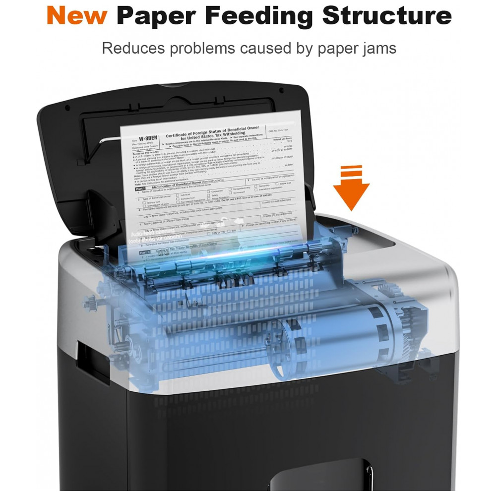 Triturador de Papel Bonsaii para Escritório 110 Folhas Autofeed para Uso Residencial Triturador de Alta Capacidade por 30 Minutos com Corte Micro - Imagem 4