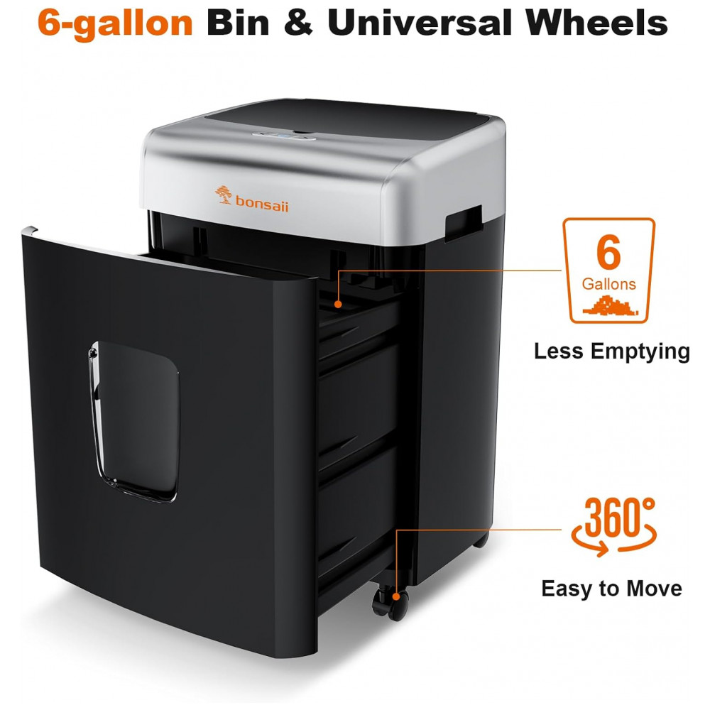 Triturador de Papel Bonsaii para Escritório 110 Folhas Autofeed para Uso Residencial Triturador de Alta Capacidade por 30 Minutos com Corte Micro - Imagem 5