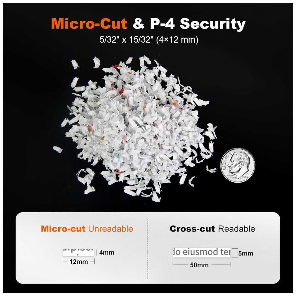 Triturador de Papel Bonsaii para Escritório 110 Folhas Autofeed para Uso Residencial Triturador de Alta Capacidade por 30 Minutos com Corte Micro - Imagem 6