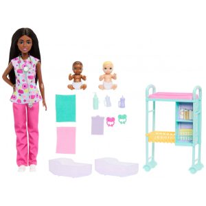 Barbie Baby Doctor - Kit de Médico com 2 Bebês Mesa de Exame e Acessórios Brincadeira Profissional