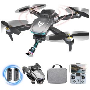 Drone Dobrável FPV 4K Motor sem Escova Flip 360° Controle via APP Estojo 40min de Bateria para Adultos e Crianças 8 a 12 TizzyToy Prata