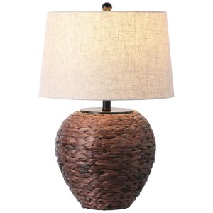 Abajur Luminária de Mesa Estilo Fazenda com 62 cm de Altura para Quarto Sala de Estar e Escritório 110V JONATHAN Y Marrom