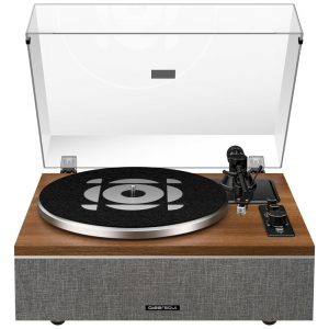 Toca-discos de Vinil ONES com Entrada/Saída Bluetooth Toca-discos Vintage All-in-One com Caixas de Som Integradas Qlearsoul