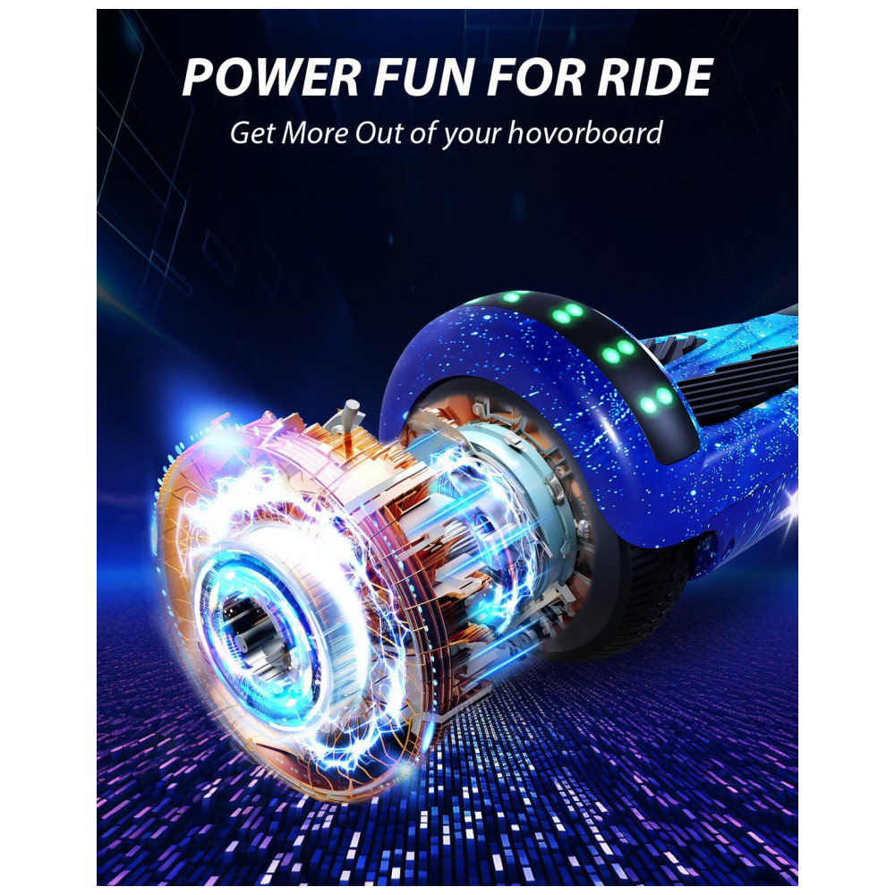 Hoverboard SIMATE 6,5" Galaxy Blue com LED e Bluetooth – Certificado UL2272, Motores 250W, até 12 km/h - Imagem 4