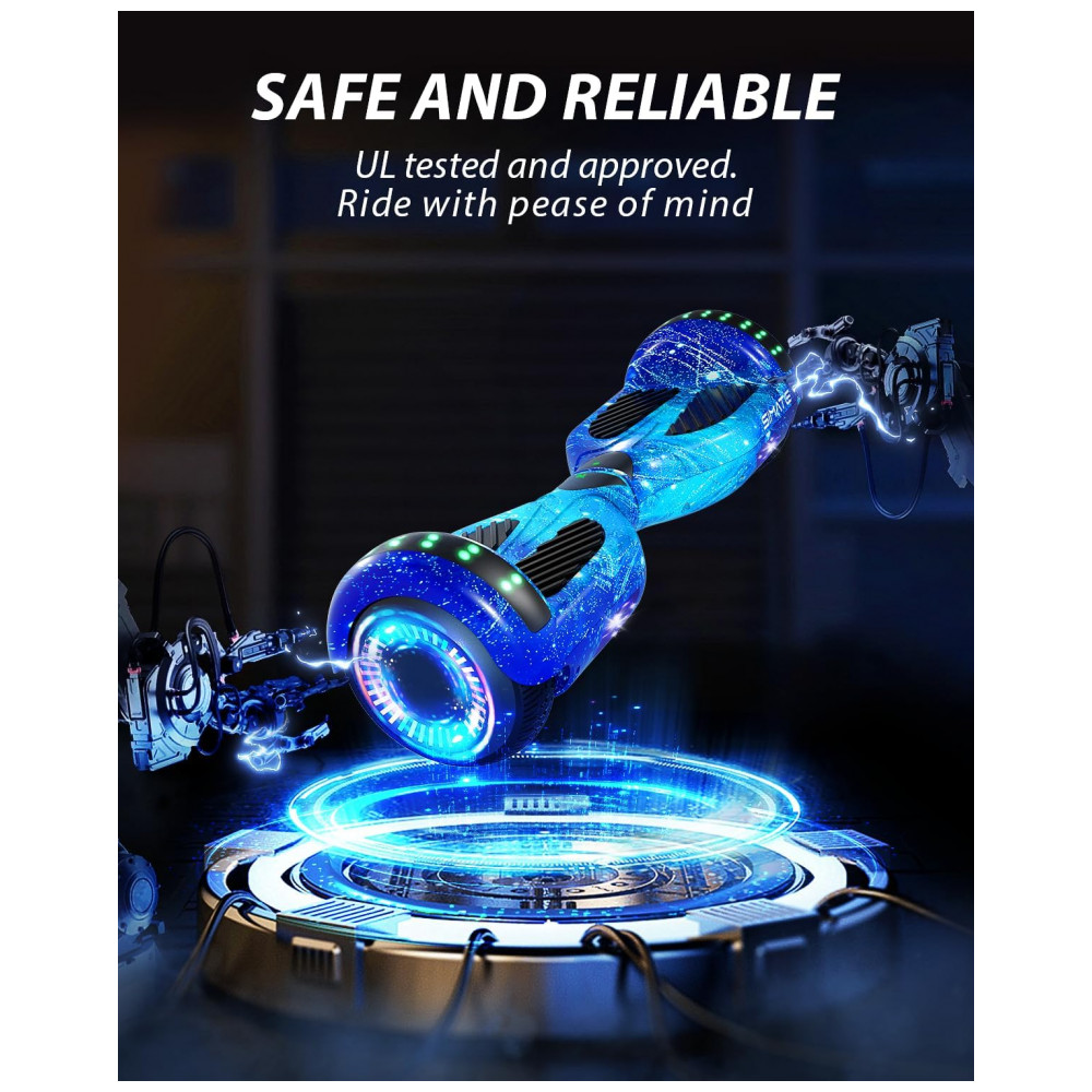 Hoverboard SIMATE 6,5" Galaxy Blue com LED e Bluetooth – Certificado UL2272, Motores 250W, até 12 km/h - Imagem 5