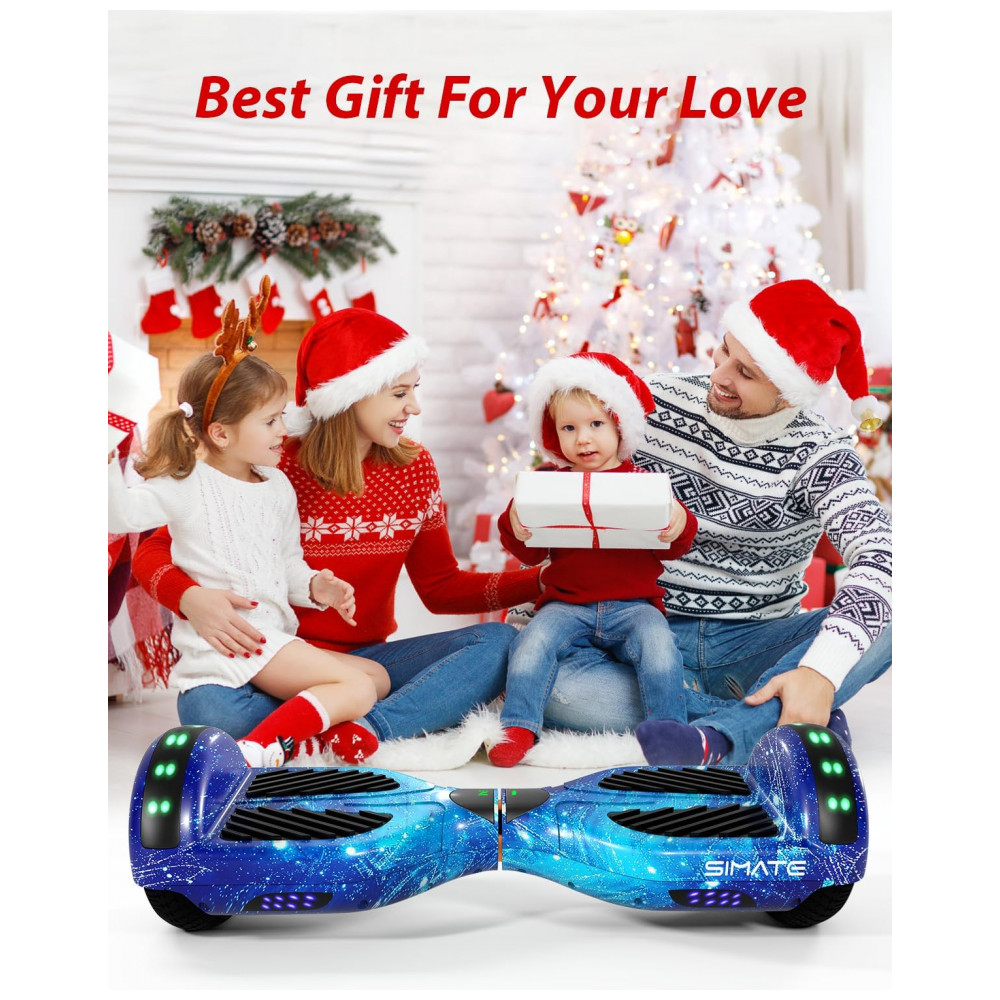Hoverboard SIMATE 6,5" Galaxy Blue com LED e Bluetooth – Certificado UL2272, Motores 250W, até 12 km/h - Imagem 6