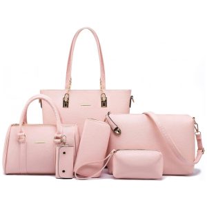 Conjunto de Bolsas Femininas 6 Peças com Carteira 2E youth Rosa