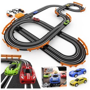 Pista de Corrida Slot Car com 4 Carros de Alta Velocidade e Controle para Crianças Acima de 4 Anos Wupuaait Colorido