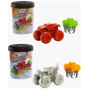 2 Caminhão Monster Truck Color Reveal com Revestimento Especial e Um Tanque Pulverizador de Água Clipado Hot Wheels