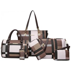 Conjunto de Bolsas Femininas 6 Peças com Carteira 2E youth Marrom