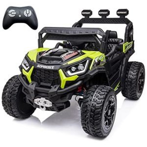 sopbost Carro Carrinho 4X4 Off Road 2 Assentos Recarregável com Controle Remoto 2.4G 12V Verde
