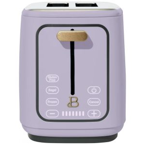 Torradeira elétrica Beautiful 2 fatias lavanda com display digital touch ranhuras largas 7 níveis de tostagem bandeja de migalhas 900W 110V