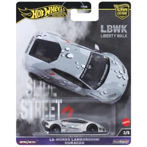 Carrinho de Brinquedo Colecionável Hot Wheels Premium Car Culture Lamborghini Huracan Coupe LBWorks em Escala 1:64 Veículo Slide Street com Pneus