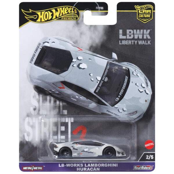 Carrinho de Brinquedo Colecionável Hot Wheels Premium Car Culture, Lamborghini Huracan Coupe LBWorks em Escala 1:64, Veículo Slide Street com Pneus