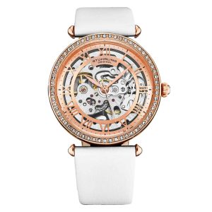 Relgio Stuhrling Luxe Automtico 4022 38mm - Mostrador e Pulseira Rosa e Branca