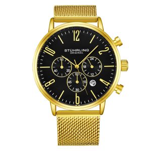 Relógio Masculino Stuhrling Monaco 3932 Quartzo 41mm Dourado