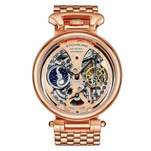 Relógio Masculino Stuhrling Grandeur 4003 Automático 46mm Ouro Rosa