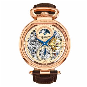 Relógio Masculino Stuhrling Modena 3954 Automático 46mm Ouro Rosa