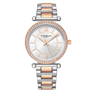 Relgio Stuhrling C905 36mm design clssico em prata com detalhes em rosa