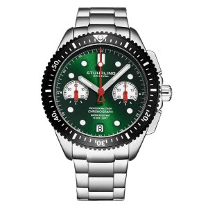 Relógio Masculino Stuhrling Velocity 4016 Quartzo 42mm com Cronográfo Prata e Verde