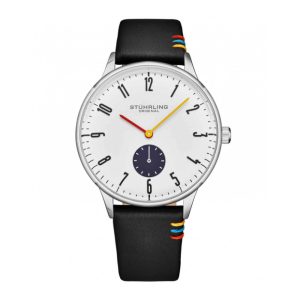 Relgio Stuhrling Romnia Japonesa Clssico 42mm Mostrador Branco e Pulseira de Couro Preto