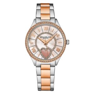 Relgio feminino Saylor com madreprola e pulseira rosa de dois tons da Stuhrling