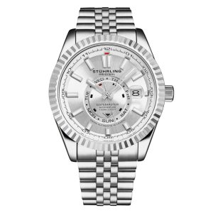 Relógio Datemaster Swiss Automático 1020 42mm com Mostrador e Pulseira Prateados e Moldura Elegante - Stuhrling.