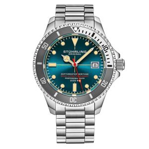 Relgio Swiss Automtico Depthmaster Heritage 883H 42mm mostrador azul-petrleo pulseira de ao inoxidvel prateado - Stuhrling.