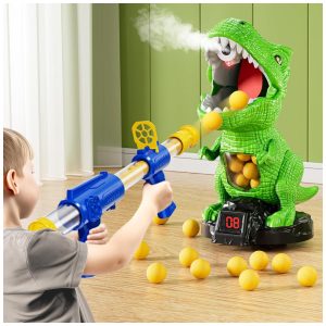Brinquedo de Dinossauro Móvel com Arma de Ar para Crianças de 3 a 8 Anos - Jogo Interativo de Tiro com Alvo Móvel e Óculos NIPLOOOW