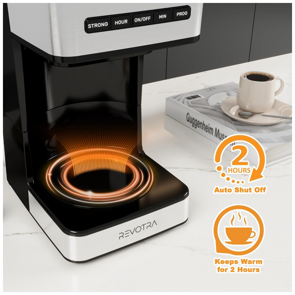 Cafeteira Programável de 12 xícaras, Filtro de Café Drip Regular e Forte, 14 xícaras e Configuração para Café Gelado, Timer 24h, REVOTRA - Imagem 3
