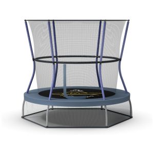 Skywalker Trampolins Mini trampolim com rede de proteção 60 polegadas azul escuro cinza com nave espacial