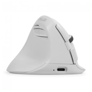 Mouse Ergonômico Vertical Óptico sem Fio Reduz a Tensão do Pulso com Rolo Lateral e Botões Silenciosos 800 4000 DPI DELUX M618ZD WHITE Branco