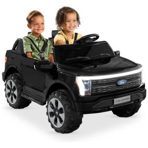Carro Elétrico Infantil Licenciado Best Choice Products Ford F-150 Lightning 24V Preto 2 Lugares com Controle Remoto e Bluetooth Capacidade de 60 kg