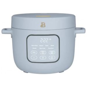 Panela elétrica de arroz e grãos Beautiful 26L azul com revestimento cerâmico 8 programas bandeja de vapor 500W 110V