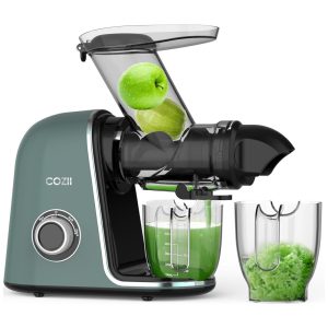 Extrator de Suco COZII Masticador Lento Motor Silencioso Modo Suave/Duro Abertura de 914 cm Fácil de Limpar Peças Laváveis em Lava-louças