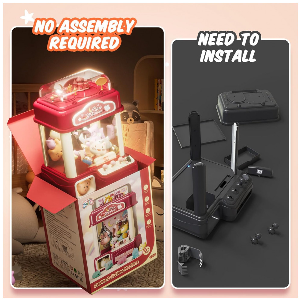 Máquina de Garra Skirfy Castle Unicorn 15” Luzes Sons Dispensador Brinquedos Doces Presente Meninas - Imagem 2