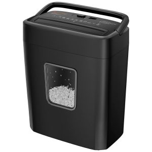 Triturador de Papel Grampos Clips e Cartões 6 Folhas Micro Corte 110V Bonsaii Modelo Preta