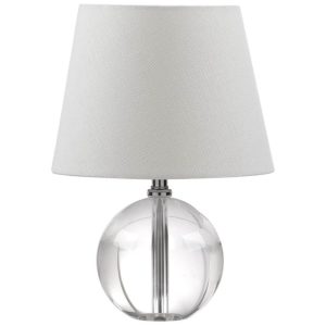 Abajur Luminária de Mesa Estilo Moderno com 35 cm de Altura para Quarto Sala de Estar e Escritório 110V 9W Safavieh Transparente e Branco