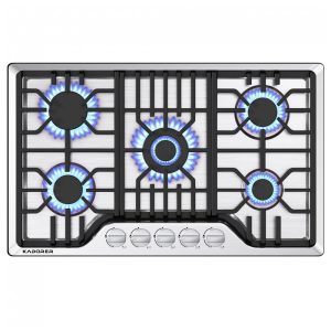 Cooktop a gás 5 bocas Kadorer inox escovado embutir conversível GN/GLP 110V