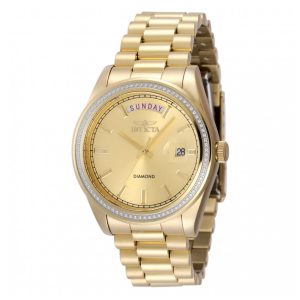 Relógio Invicta Elite Diamond com 030 Quilates de Diamantes Unissex 38mm Dourado 48764