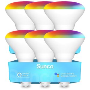 BR30 Lâmpada LED Colorida Inteligente Wi Fi Controle de Voz 650LM 8W 6 Un SUNCO LIGHTING Azul